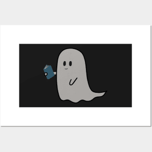 bookish little ghost reading a book - cute halloween Posters and Art